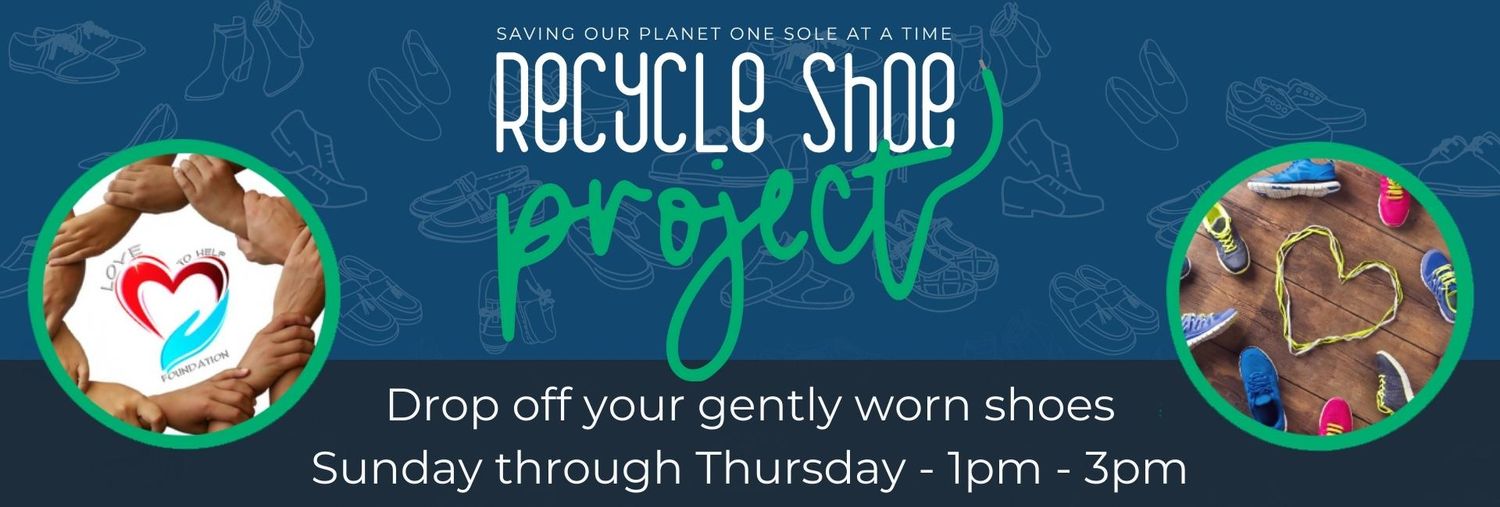 We're proud to be partnered with the Recycled Shoe Project. Consider donating your gently worn shoes.